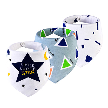 3PCS Set of SuperStar print premium adjustable snap button closure Bibs