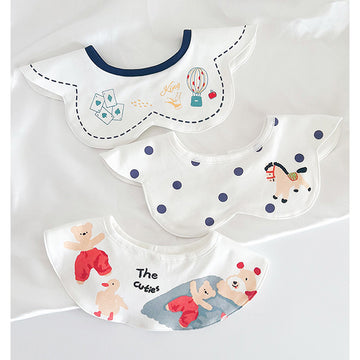 3PCS Set , Ted Duck print premium adjustable button closure & wide shoulder size bibs