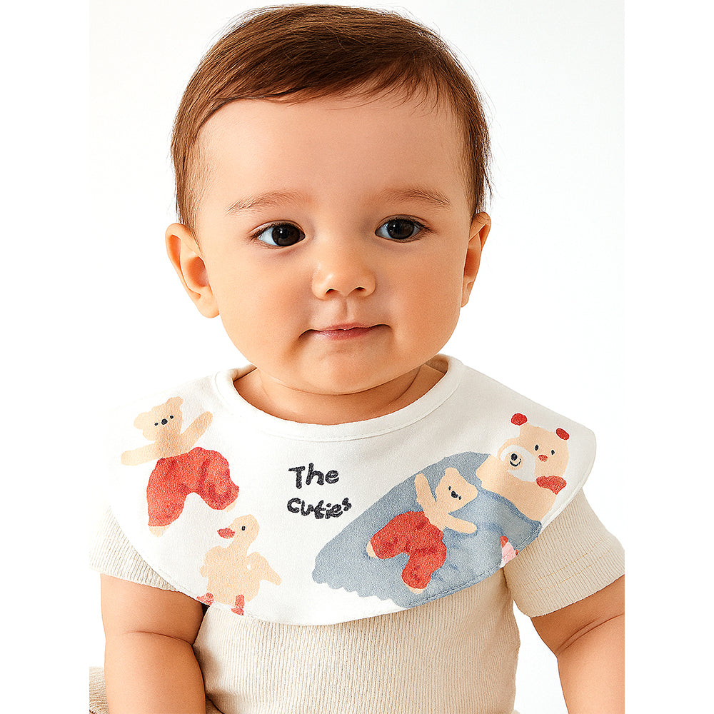 3PCS Set , Ted Duck print premium adjustable button closure & wide shoulder size bibs