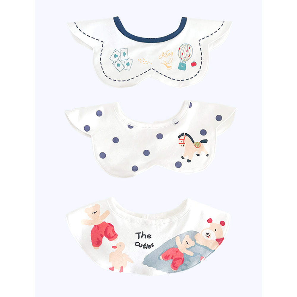 3PCS Set , Ted Duck print premium adjustable button closure & wide shoulder size bibs
