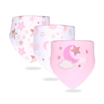 3PCS Set of Twinkle Star print premium adjustable snap button closure Bibs