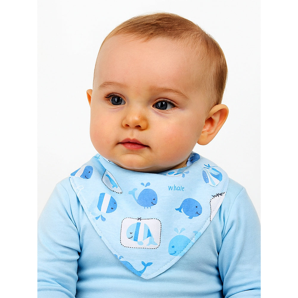 3PCS Set of Whale print premium adjustable snap button closure Bibs
