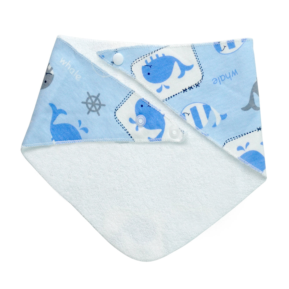 3PCS Set of Whale print premium adjustable snap button closure Bibs
