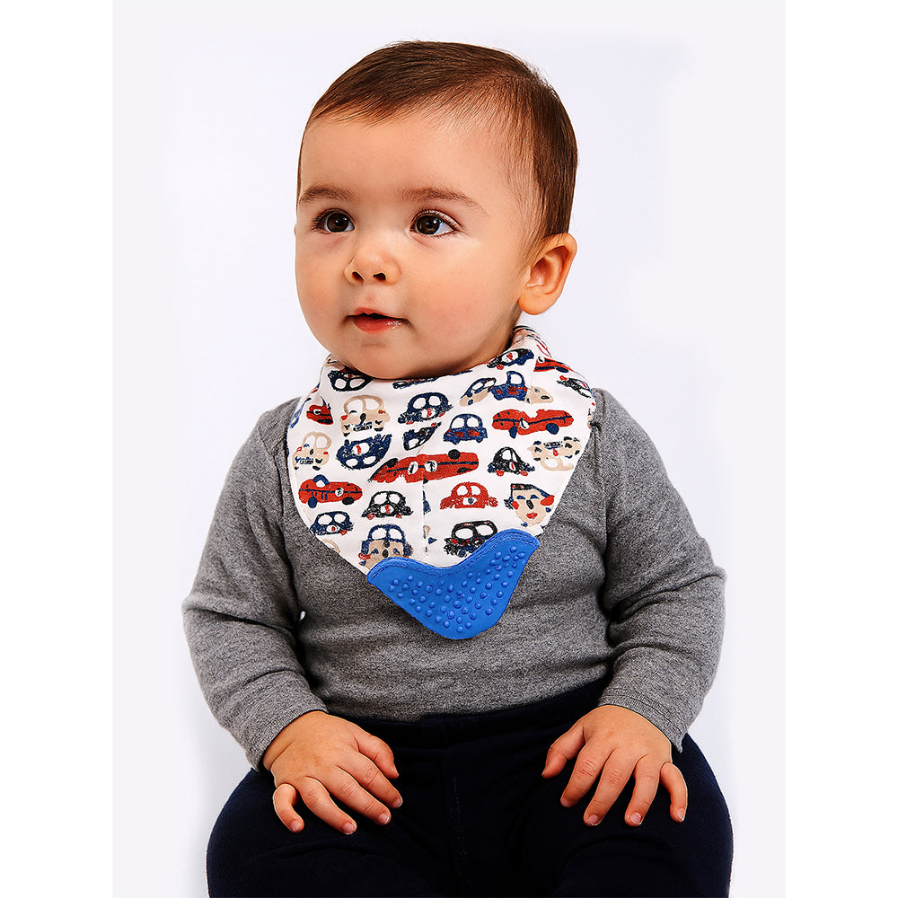 2PCS Set of Winner print premium adjustable snap button closure & Silicone teether Flap Bibs
