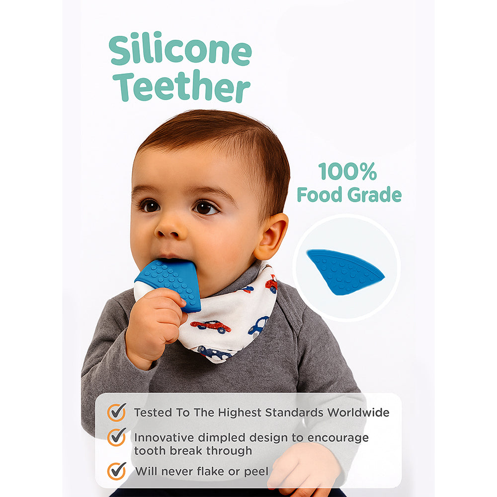 2PCS Set of Winner print premium adjustable snap button closure & Silicone teether Flap Bibs