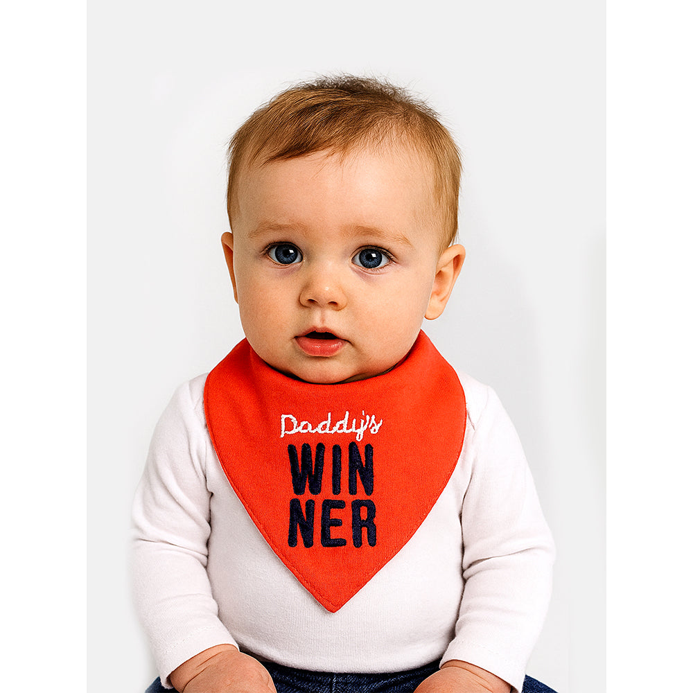 2PCS Set of Winner print premium adjustable snap button closure & Silicone teether Flap Bibs