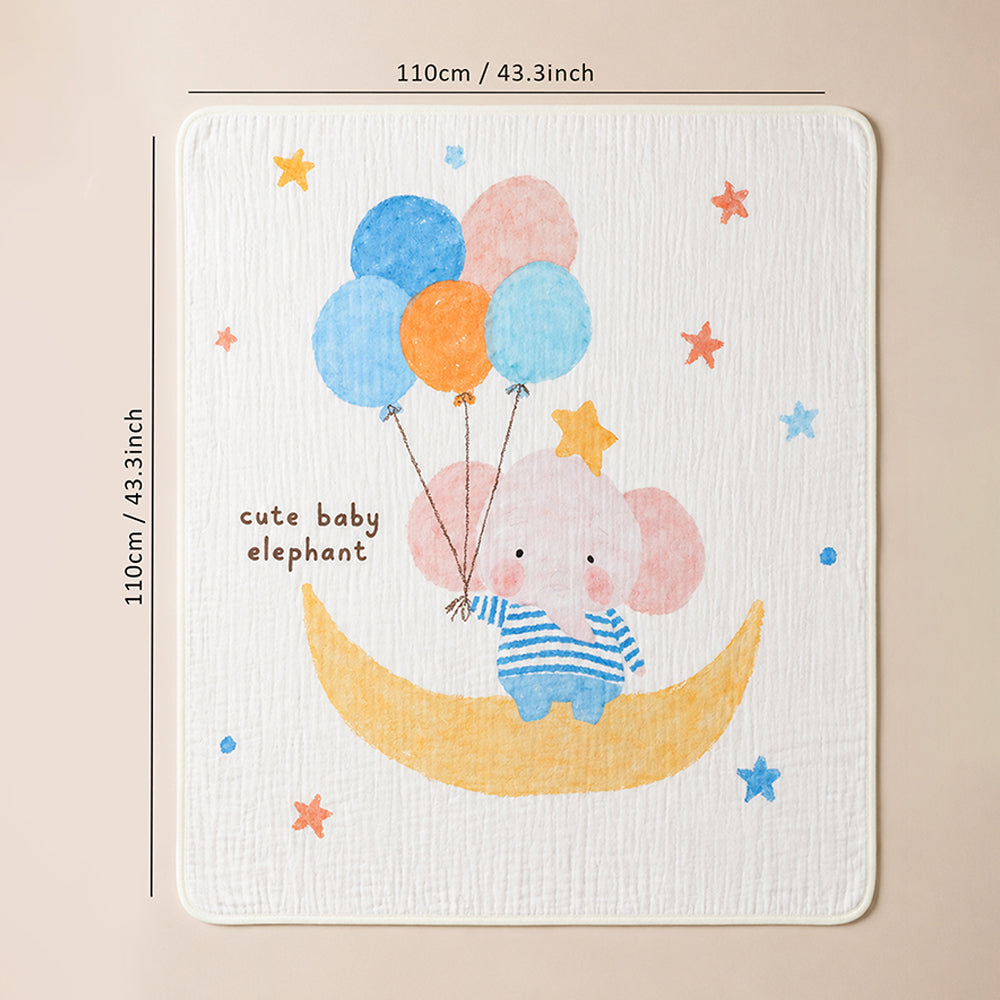 Baby Elephant with Balloons, Super Soft Muslin Cotton Blanket for Newborns & Infants with Free Storage Pouch