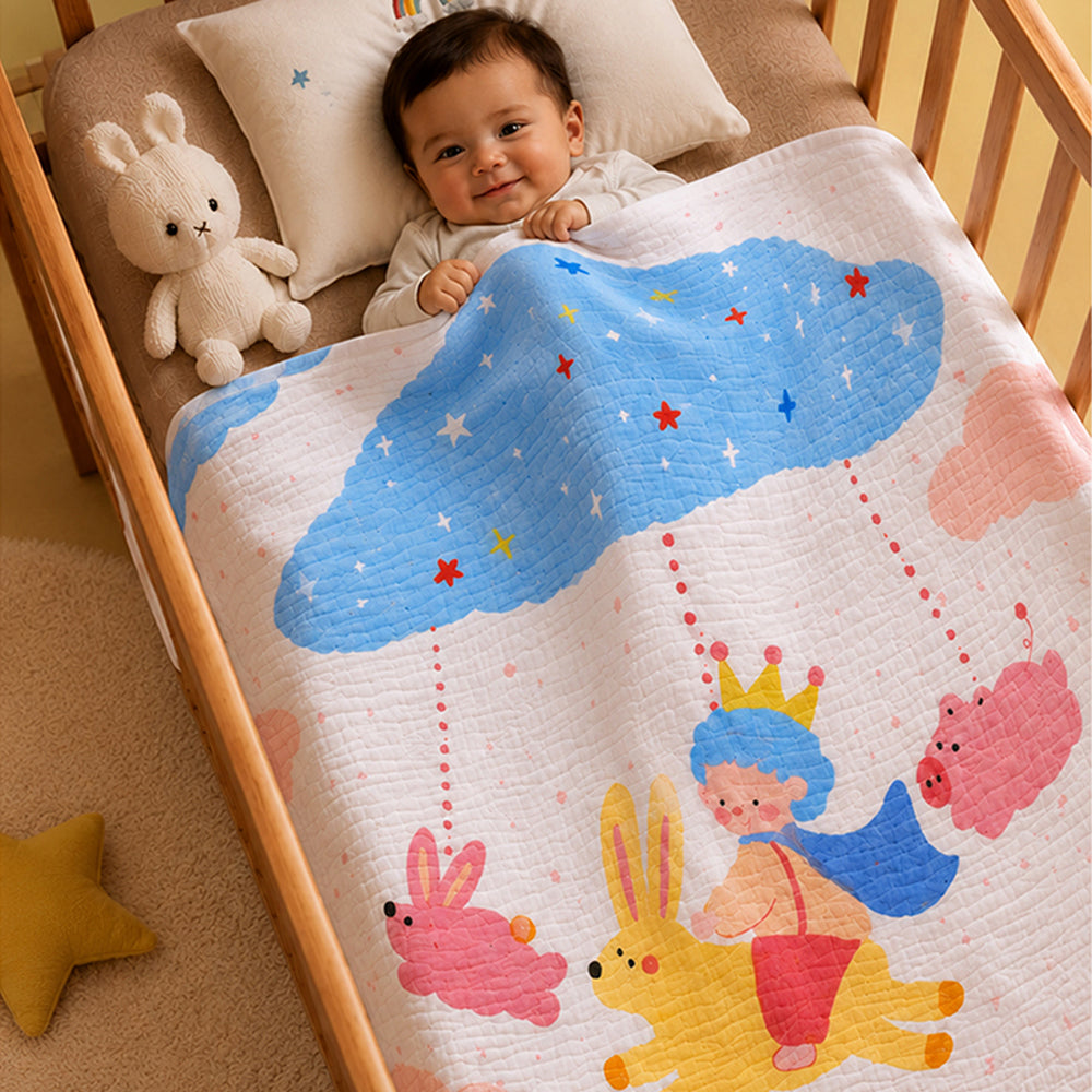 Construction Prince Super Soft Muslin Cotton Blanket for Newborns & Infants with Free Storage Pouch