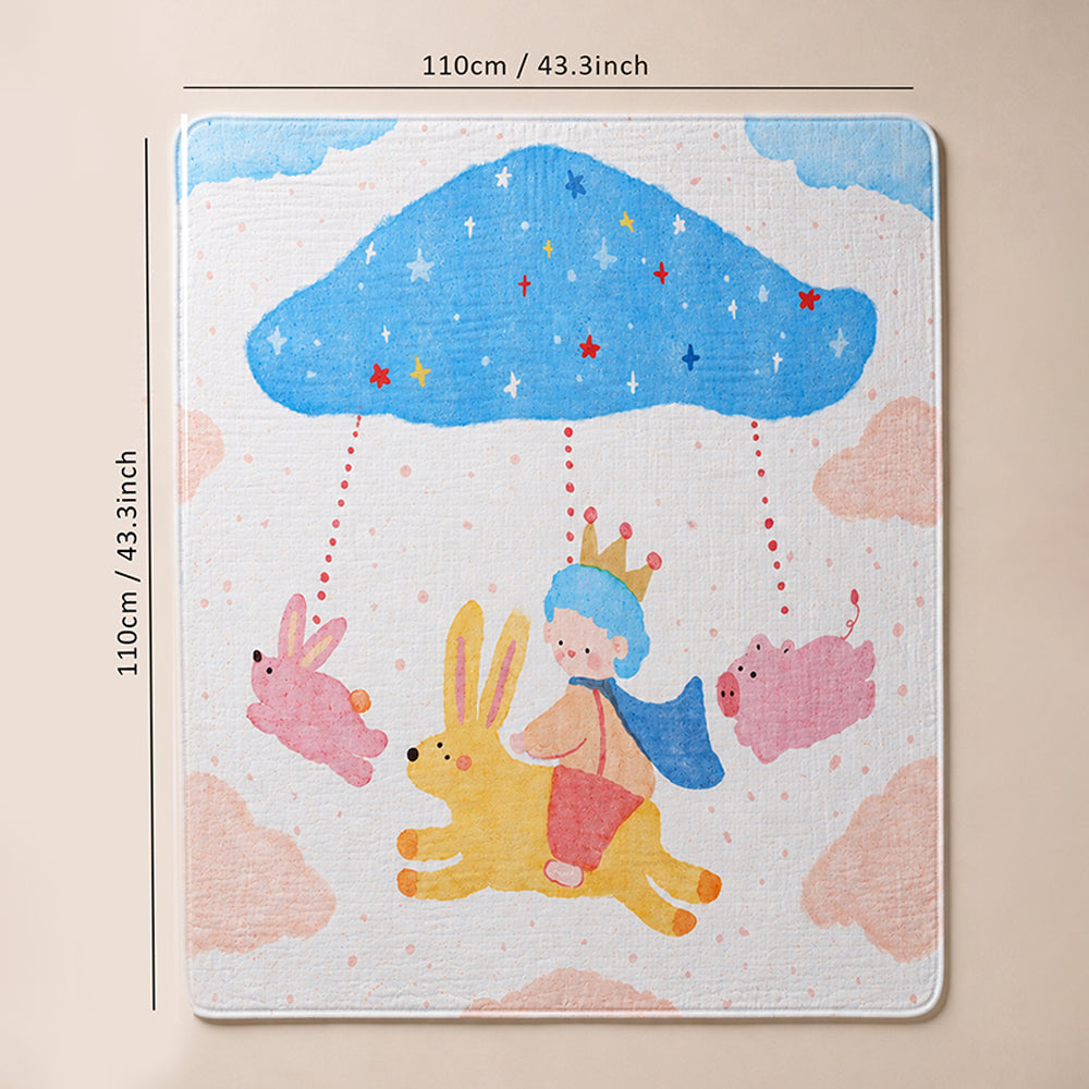Flying Bunny Ride Super Soft Muslin Cotton Blanket for Newborns & Infants with Free Storage Pouch