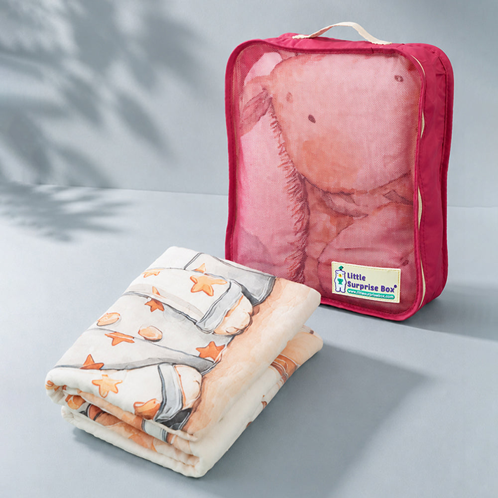 Giraffe Happy Day Super Soft Muslin Cotton Blanket for Newborns & Infants with Free Storage Pouch