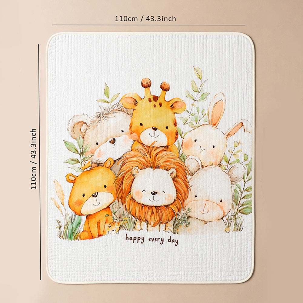 Jungle Friends Super Soft Muslin Cotton Blanket for Newborns & Infants with Free Storage Pouch