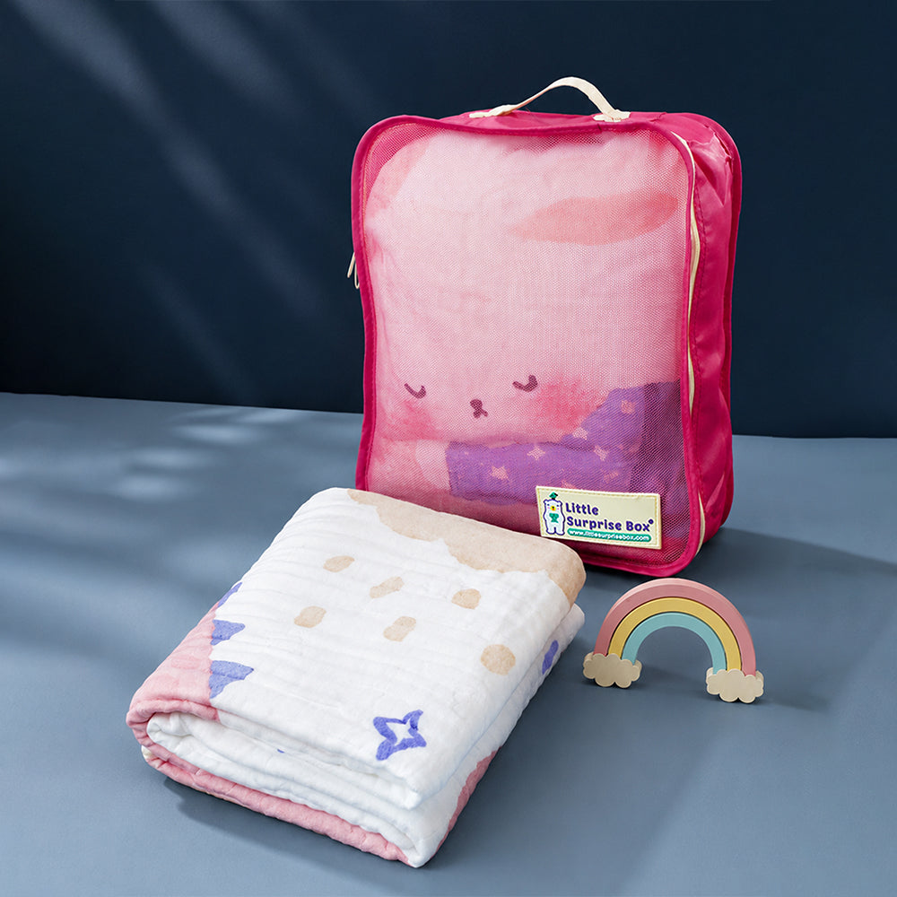 Sleeping Moon Baby Super Soft Muslin Cotton Blanket for Newborns & Infants with Free Storage Pouch