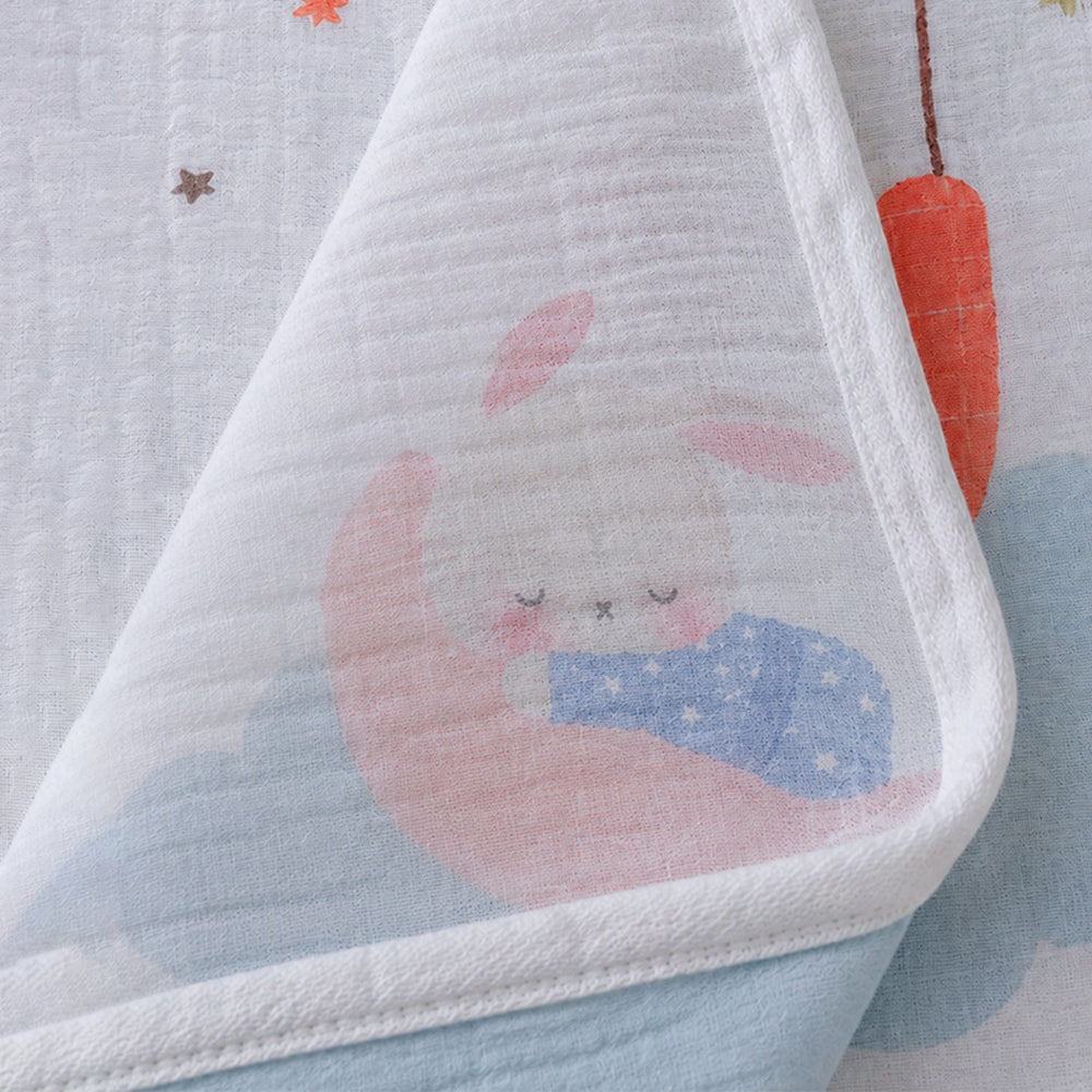 Sleeping Moon Baby Super Soft Muslin Cotton Blanket for Newborns & Infants with Free Storage Pouch