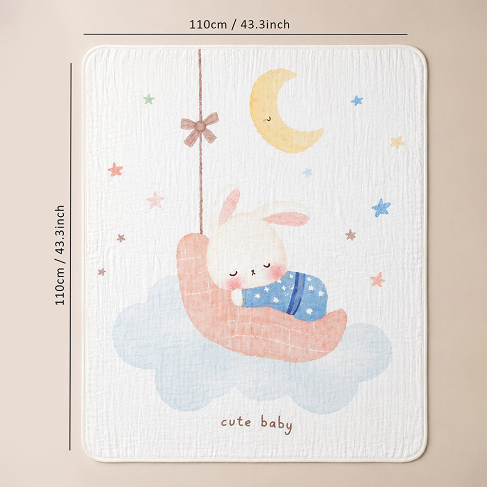 Sleeping Moon Baby Super Soft Muslin Cotton Blanket for Newborns & Infants with Free Storage Pouch