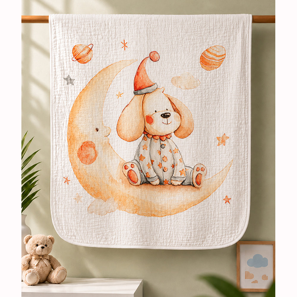 Moonlight Puppy Dreams, Super Soft Muslin Cotton Blanket for Newborns & Infants with Free Storage Pouch