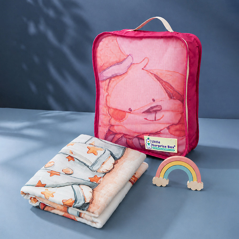 Moonlight Puppy Dreams, Super Soft Muslin Cotton Blanket for Newborns & Infants with Free Storage Pouch