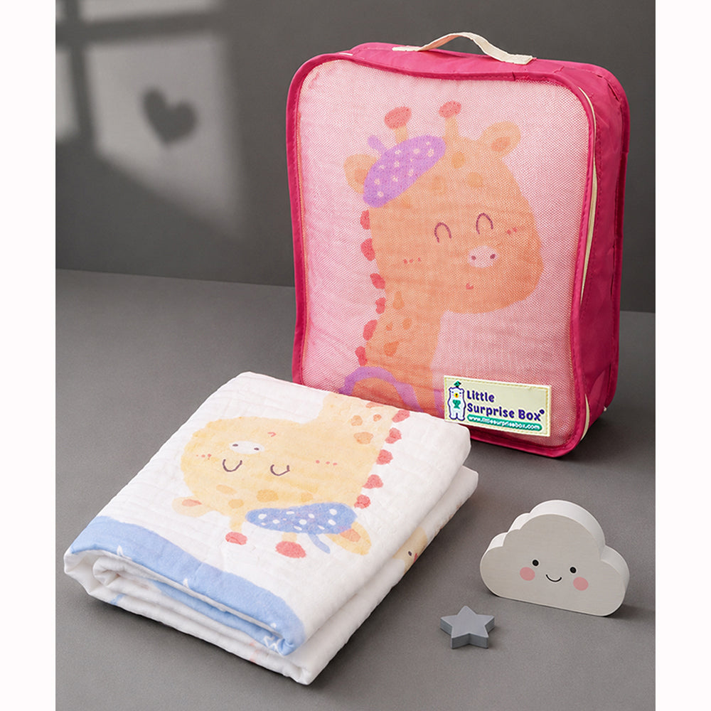 Giraffe Star Catcher Super Soft Muslin Cotton Blanket for Newborns & Infants with Free Storage Pouch