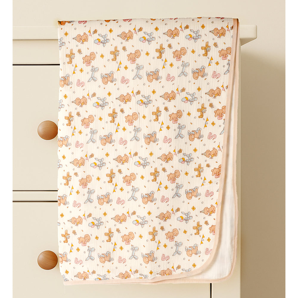 Puppy print muslin cotton blanket with 2 matching Napkins for Newborn & Infants