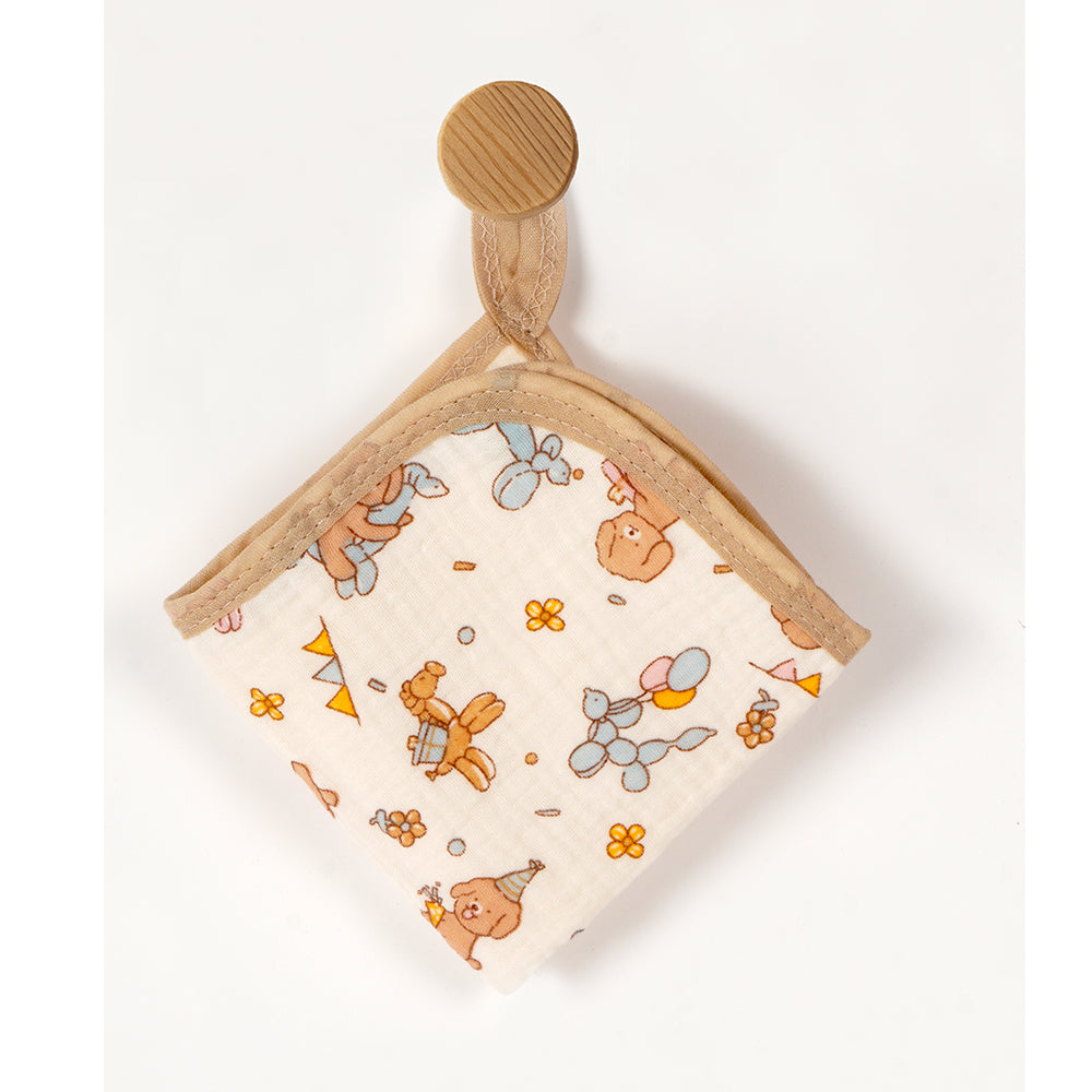 Puppy print muslin cotton blanket with 2 matching Napkins for Newborn & Infants