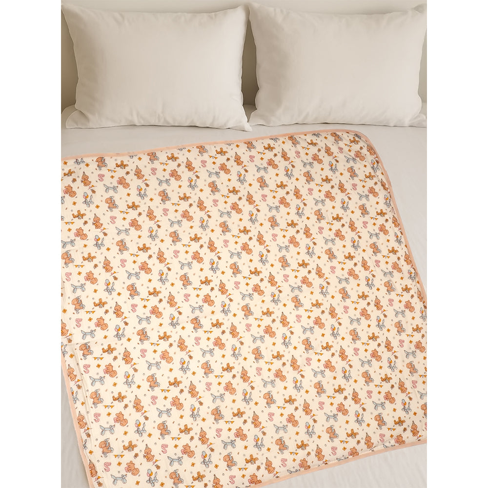Puppy print muslin cotton blanket with 2 matching Napkins for Newborn & Infants