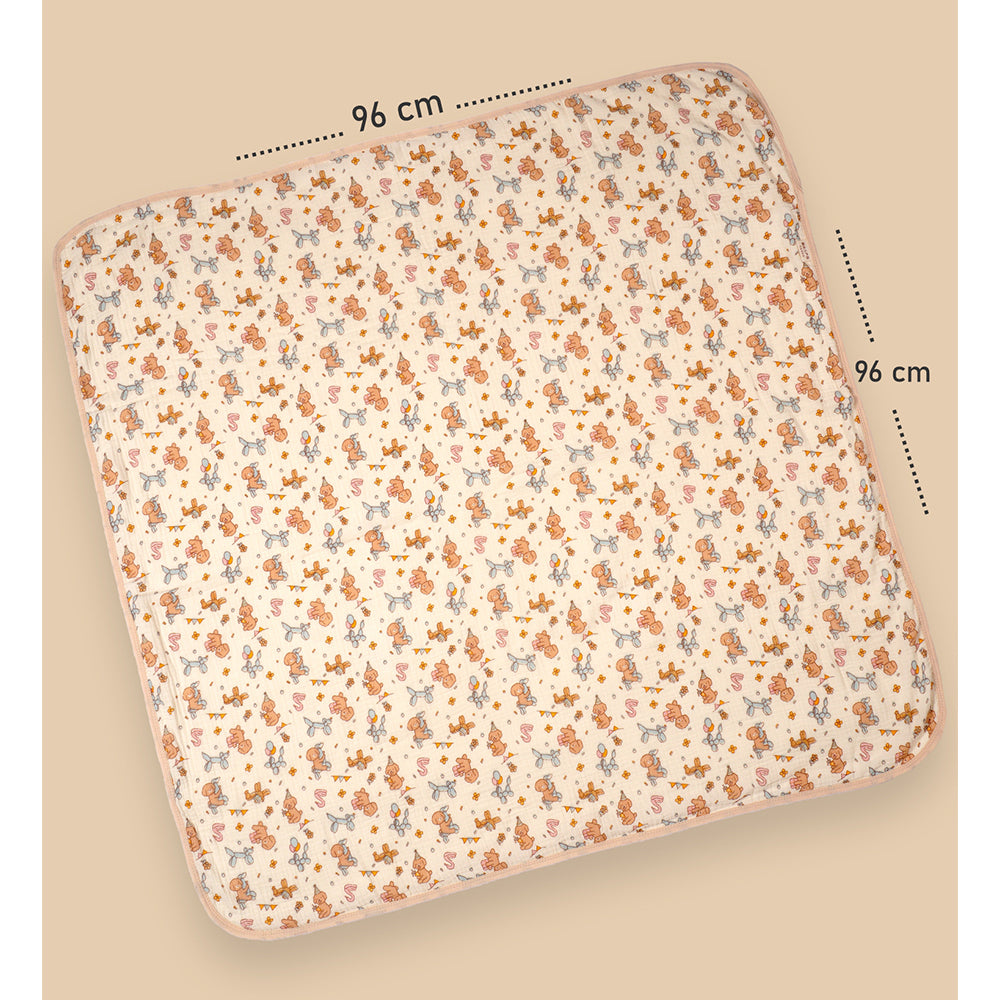 Puppy print muslin cotton blanket with 2 matching Napkins for Newborn & Infants