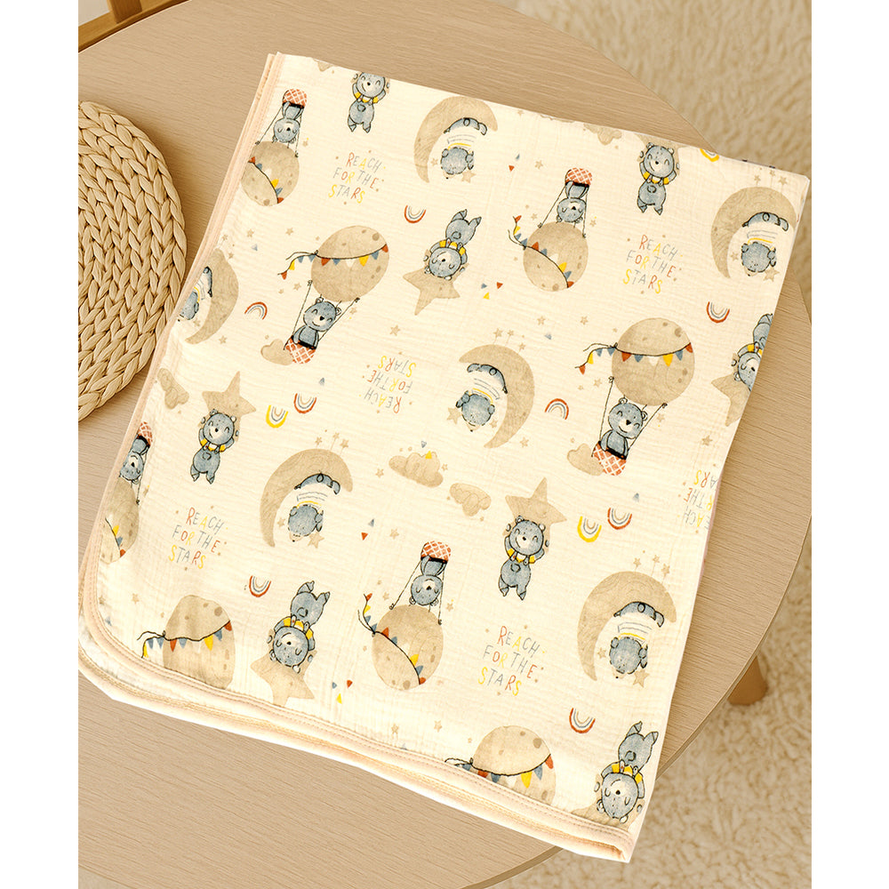 Tedddy Stars muslin cotton blanket with 2 matching Napkins for Newborn & Infants