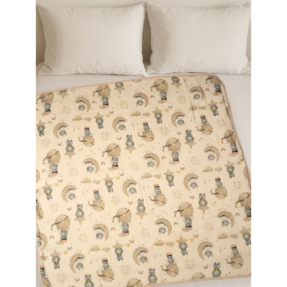 Tedddy Stars muslin cotton blanket with 2 matching Napkins for Newborn & Infants