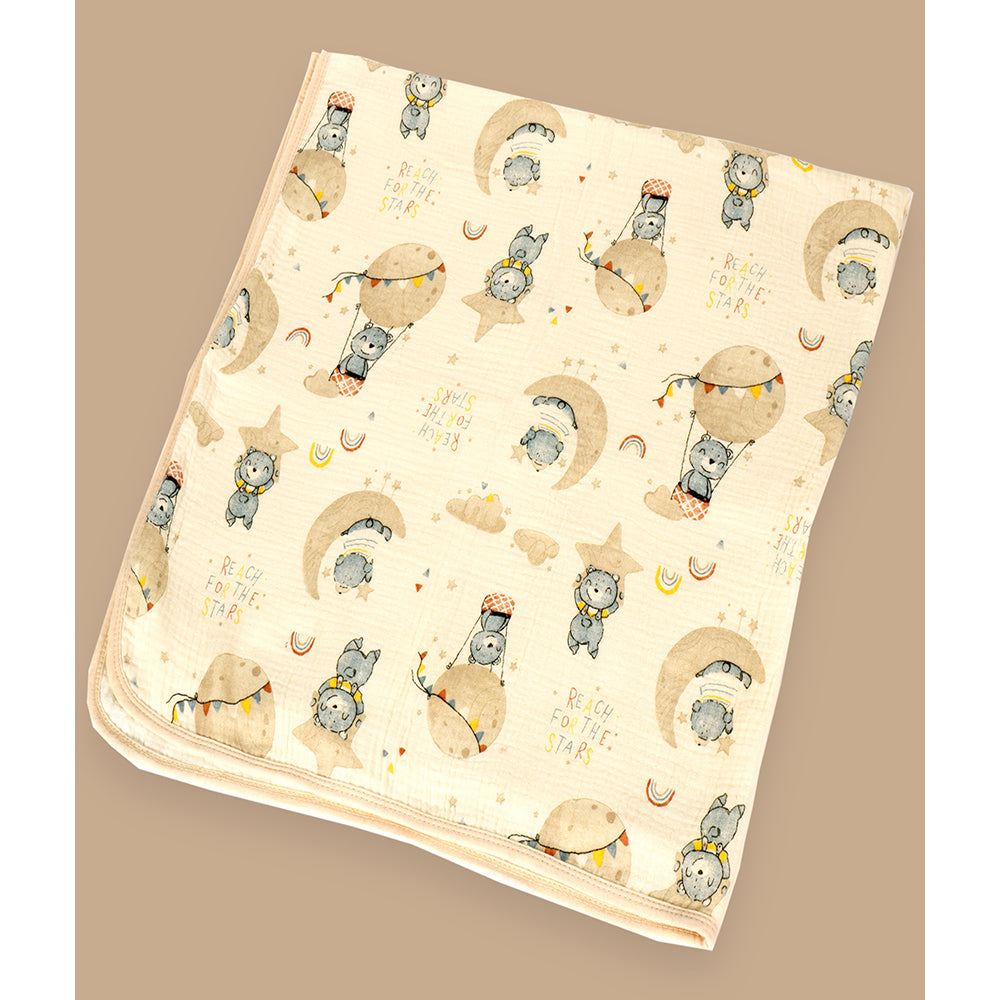 Tedddy Stars muslin cotton blanket with 2 matching Napkins for Newborn & Infants