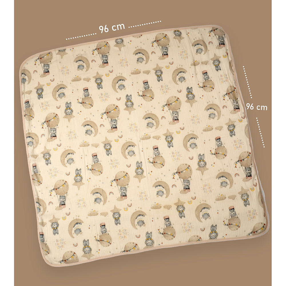 Tedddy Stars muslin cotton blanket with 2 matching Napkins for Newborn & Infants