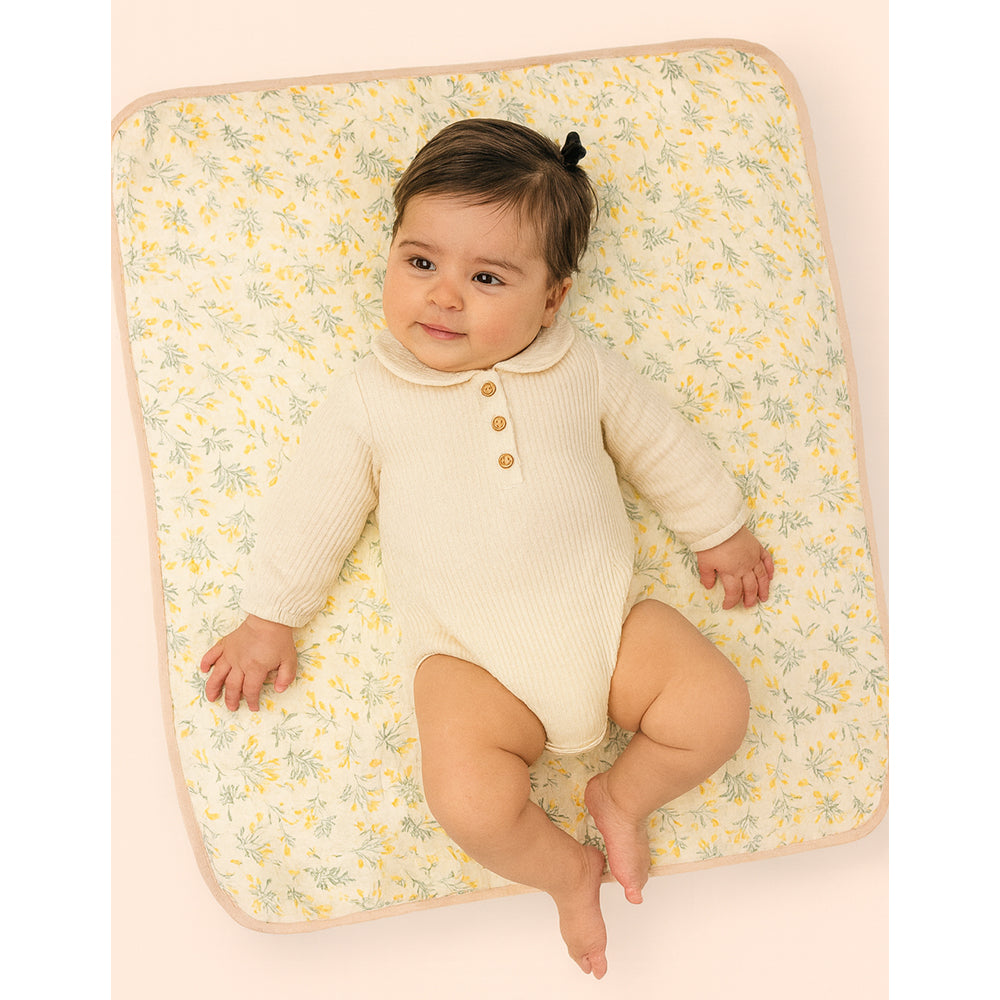 Yellow Flower muslin cotton blanket with 2 matching Napkins for Newborn & Infants