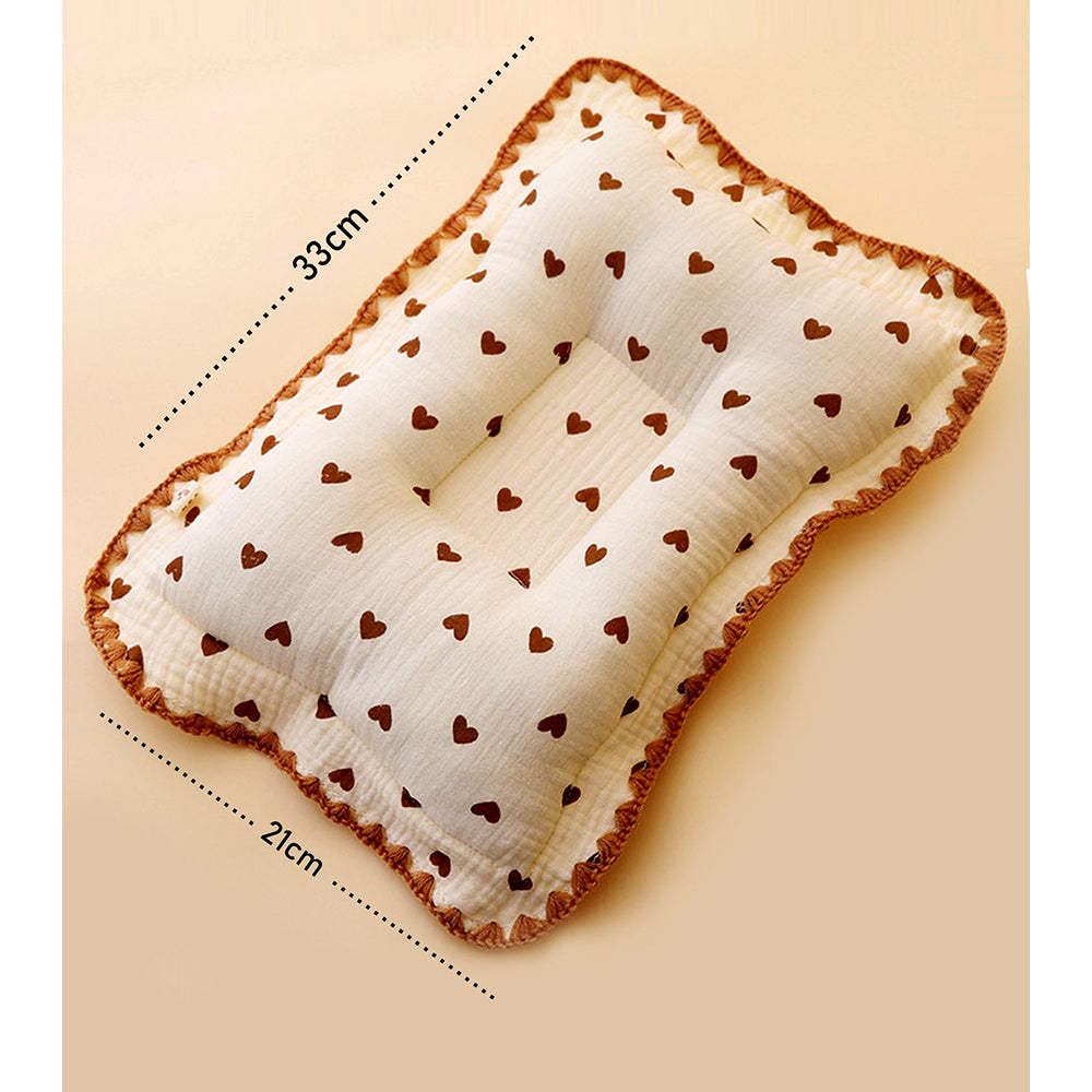 Brown Hearts, 2pcs Super Soft Breathable pure Muslin cotton Blanket and pillow set for Newborn & Infants