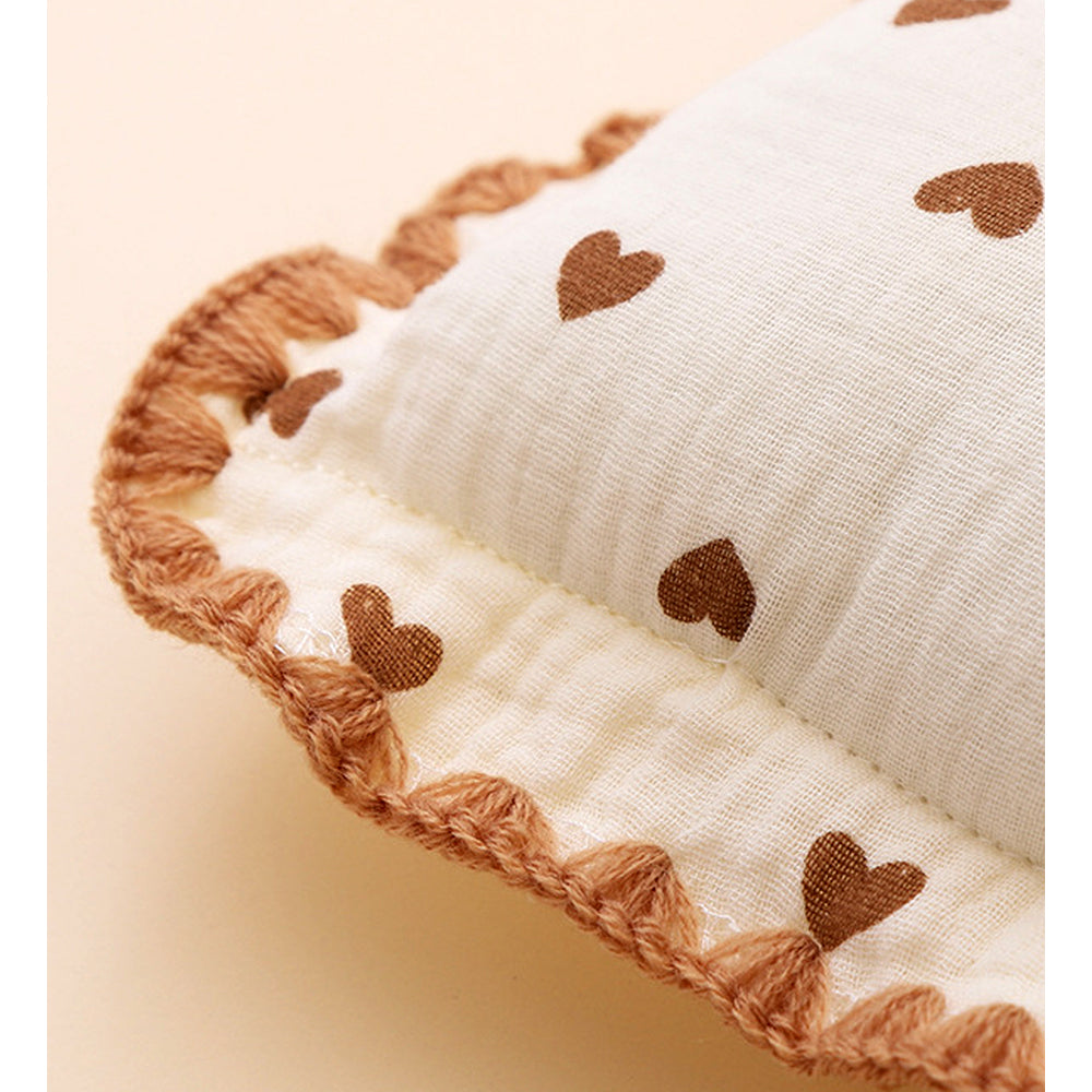 Brown Hearts, 2pcs Super Soft Breathable pure Muslin cotton Blanket and pillow set for Newborn & Infants