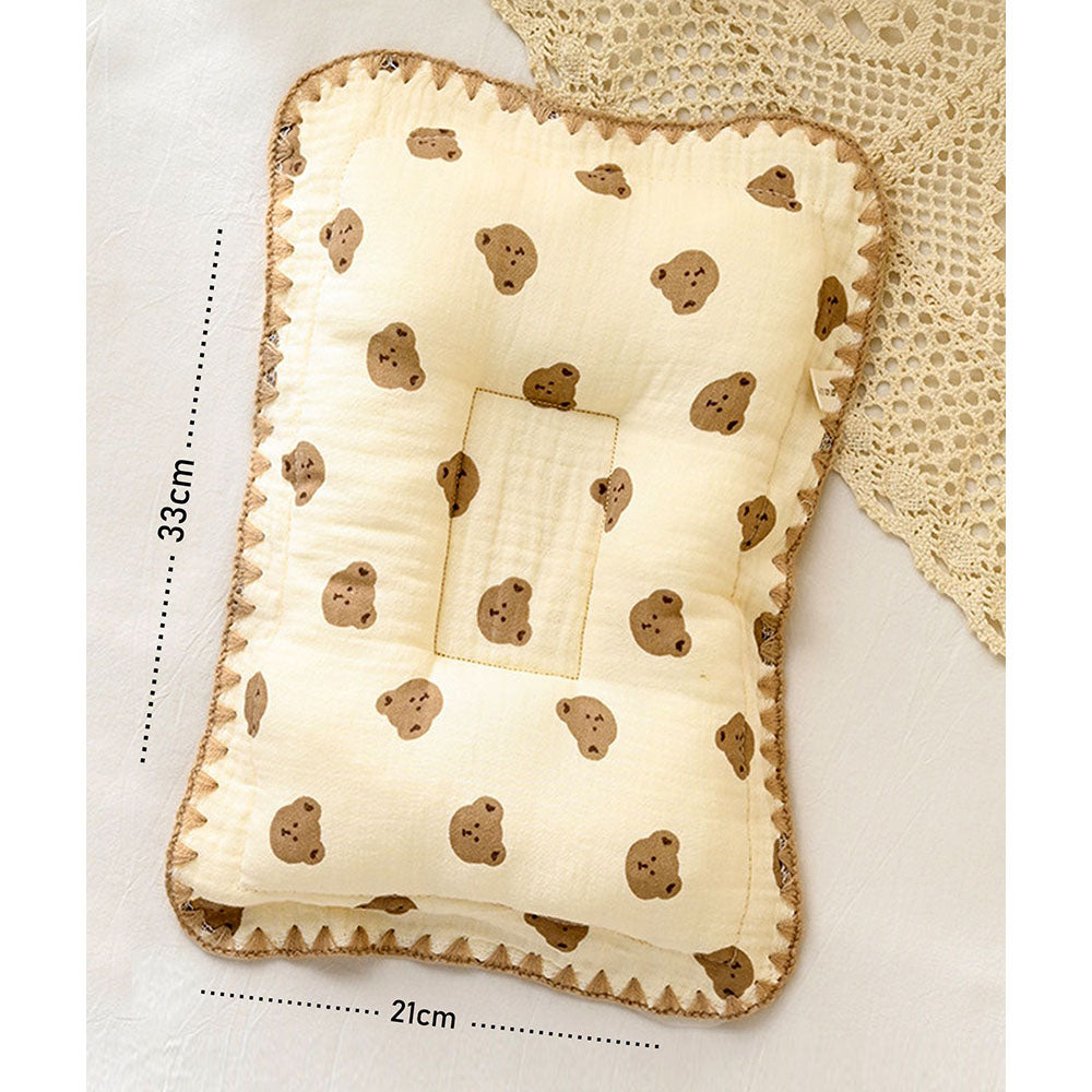 Brown Ted Face, 2pcs Super Soft Breathable pure Muslin cotton Blanket and pillow set for Newborn & Infants