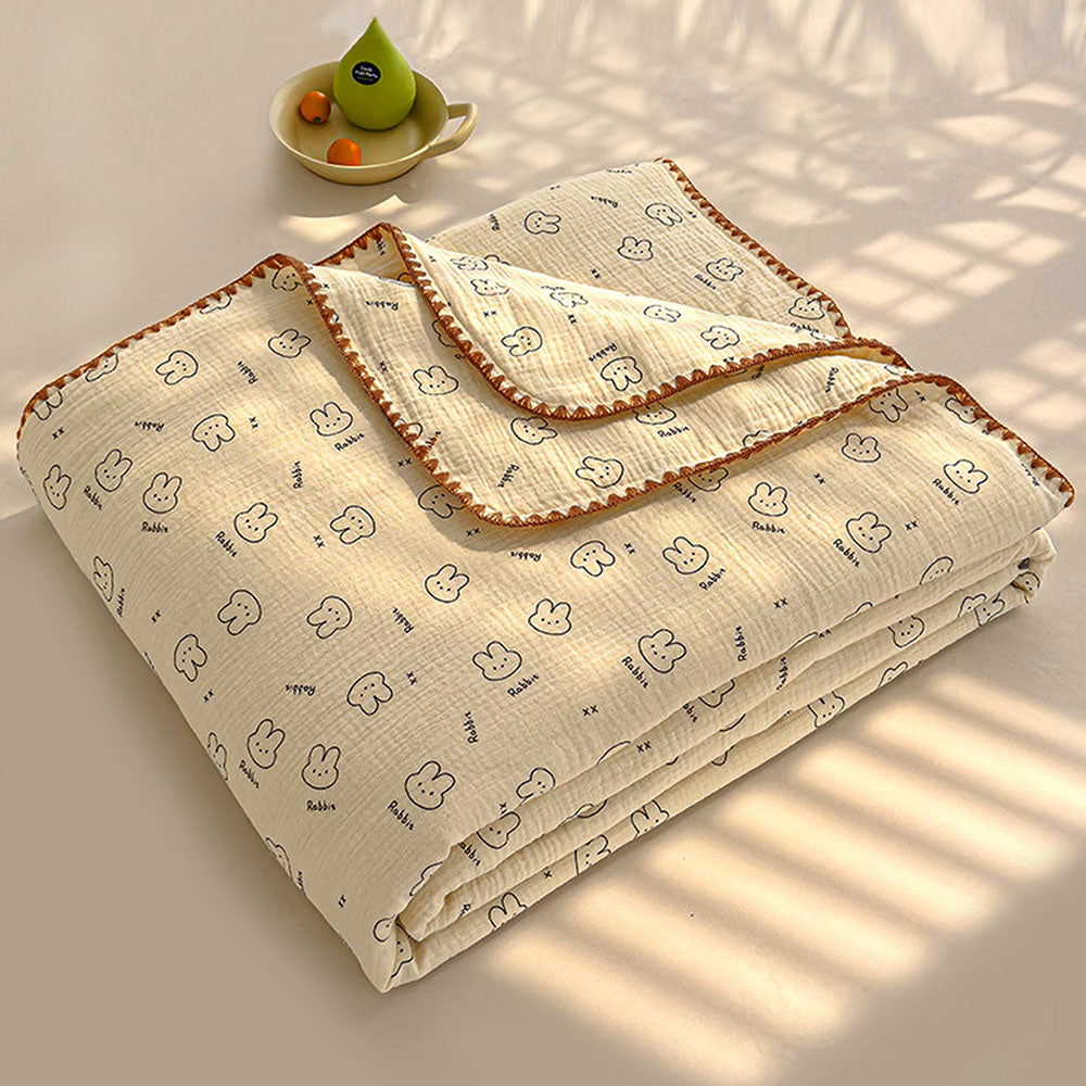 Rabbit Face, 2pcs Super Soft Breathable pure Muslin cotton Blanket and pillow set for Newborn & Infants