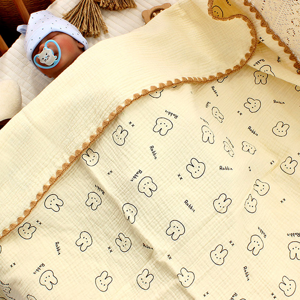 Rabbit Face, 2pcs Super Soft Breathable pure Muslin cotton Blanket and pillow set for Newborn & Infants