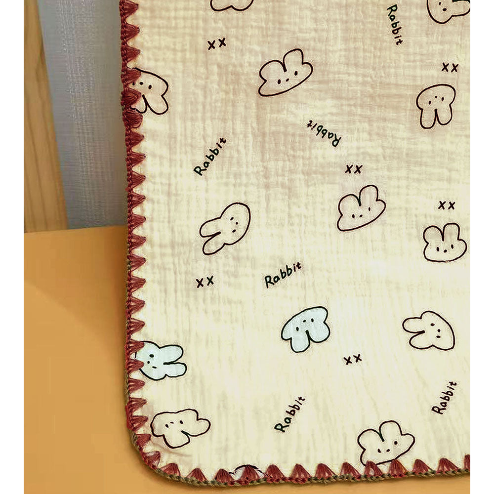 Rabbit Face, 2pcs Super Soft Breathable pure Muslin cotton Blanket and pillow set for Newborn & Infants