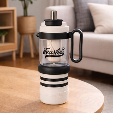 Black White 4 in one Water Bottle , infuser & mini snack box for teens and Adults, 1000ml