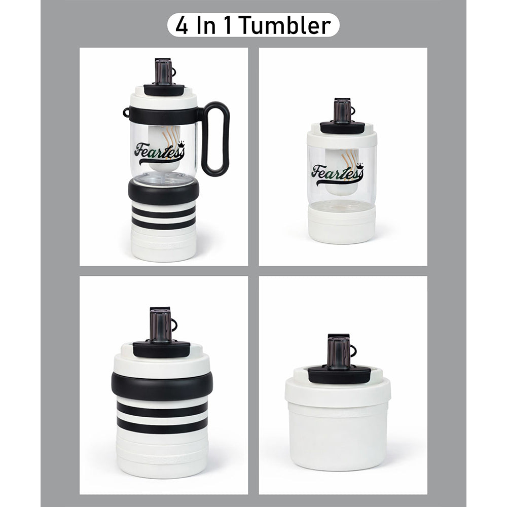 Black White 4 in one Water Bottle , infuser & mini snack box for teens and Adults, 1000ml
