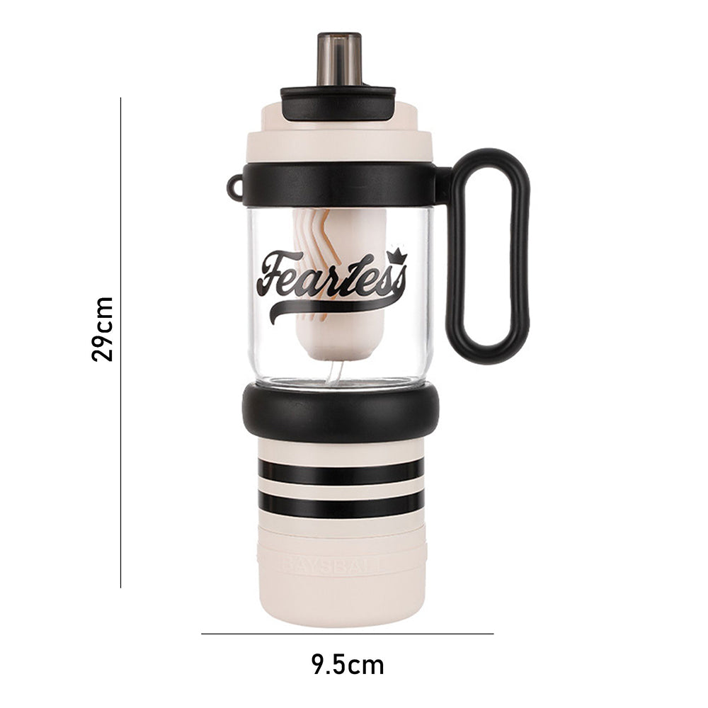 Black White 4 in one Water Bottle , infuser & mini snack box for teens and Adults, 1000ml