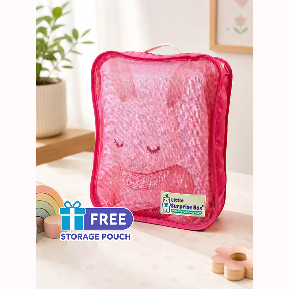 Blue, Bunny Family Bedtime Story Soft Cotton Winter Blanket for Newborn & Infants with Free Storage Pouch