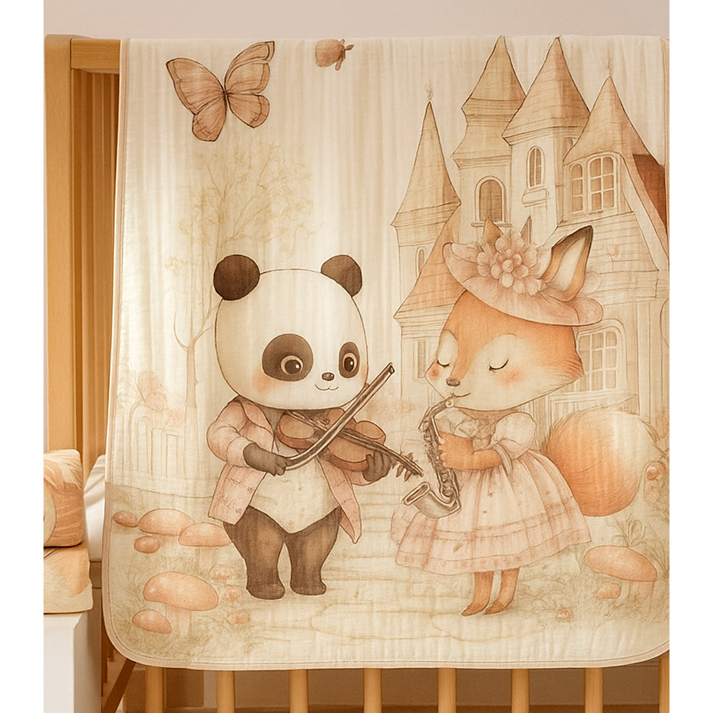 Coat Panda woodland print Super Soft Breathable pure Muslin cotton Blanket for Infants