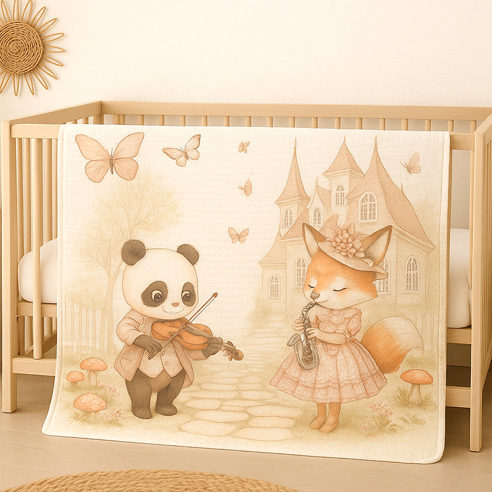 Coat Panda woodland print Super Soft Breathable pure Muslin cotton Blanket for Infants
