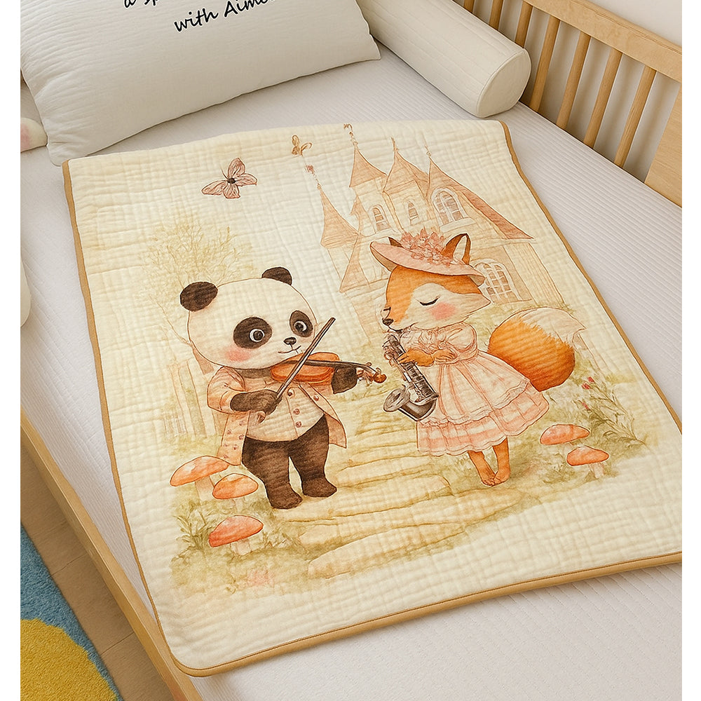Coat Panda woodland print Super Soft Breathable pure Muslin cotton Blanket for Infants