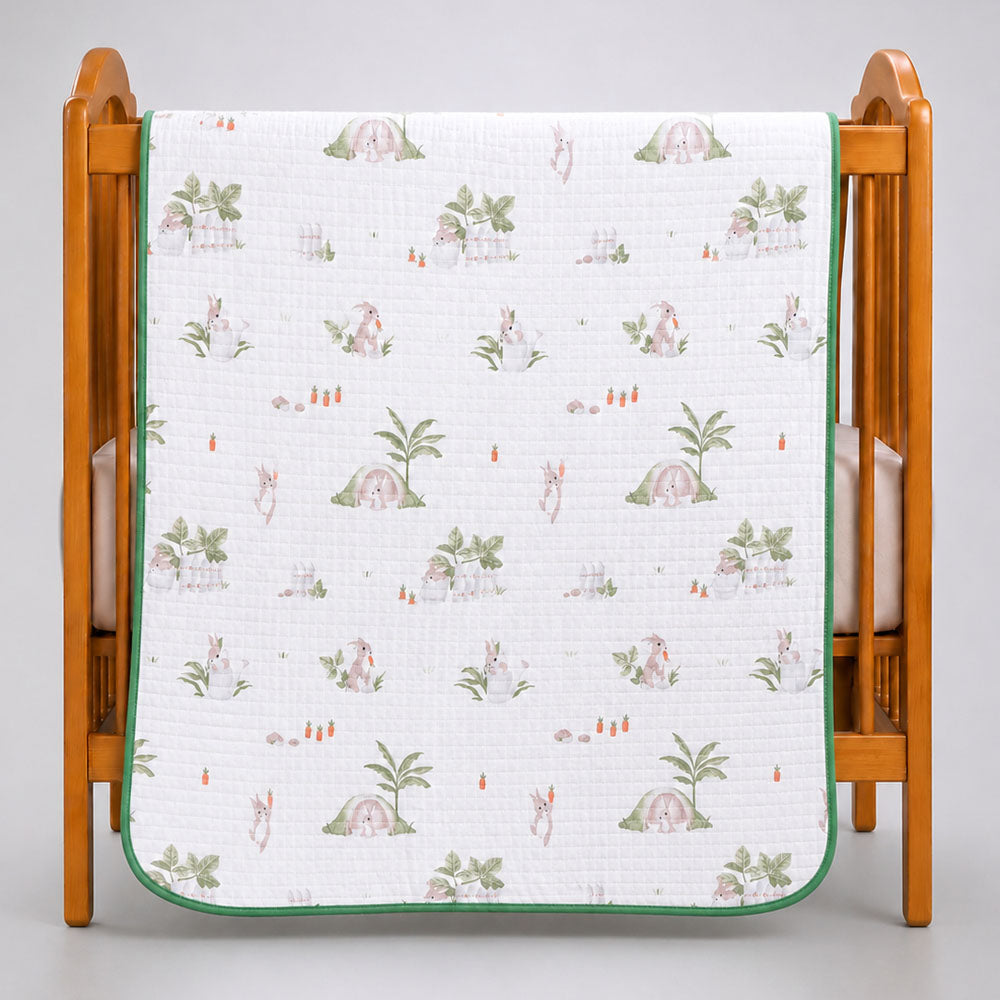 Green Bunny World Wrapper Blanket with Hood for Newborn and Infants