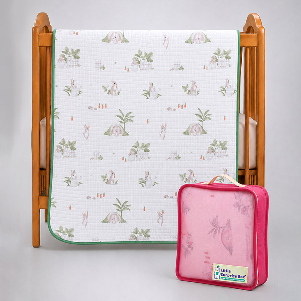 Green Bunny World Wrapper Blanket with Hood for Newborn and Infants
