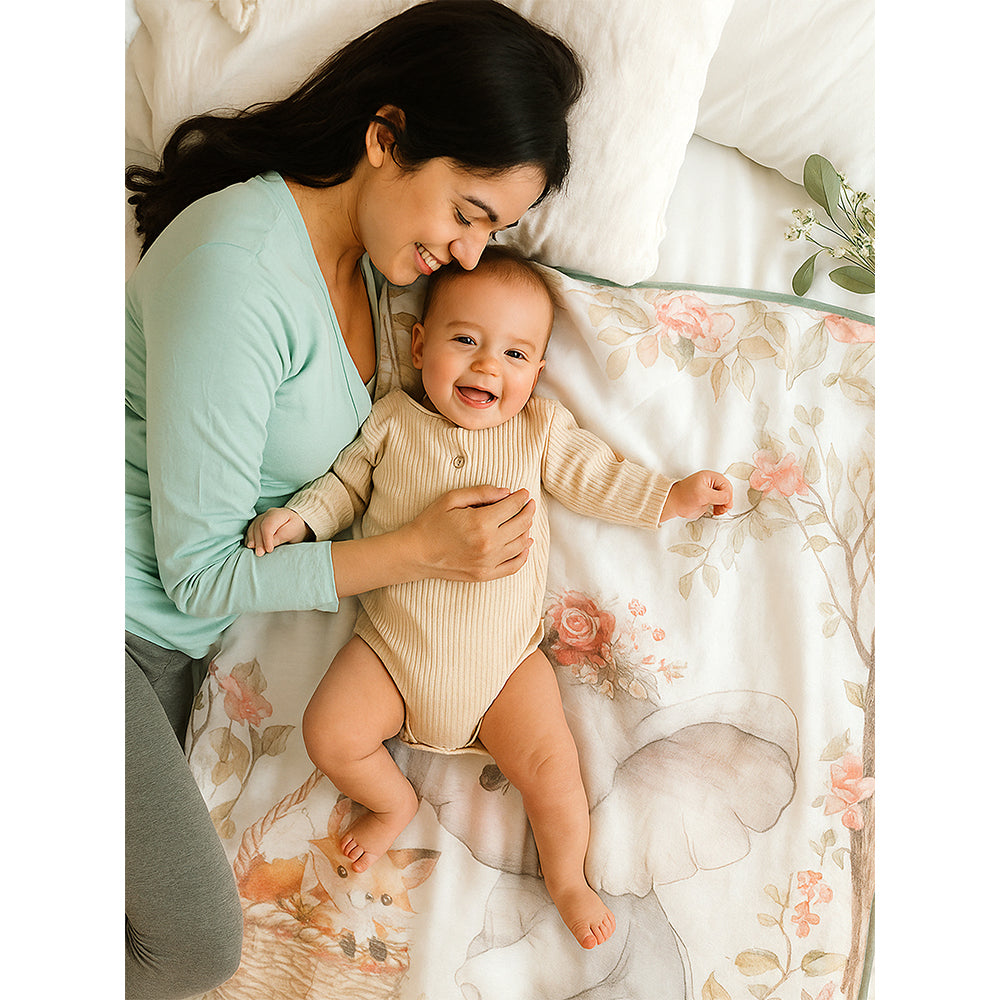 Grey Elephant woodland print Super Soft Breathable pure Muslin cotton Blanket for Infants