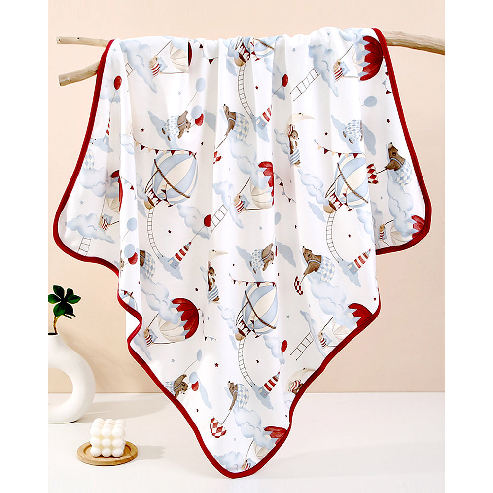 Red Hot Air Baloon wrapper Blanket with Hood for Newborn and Infants