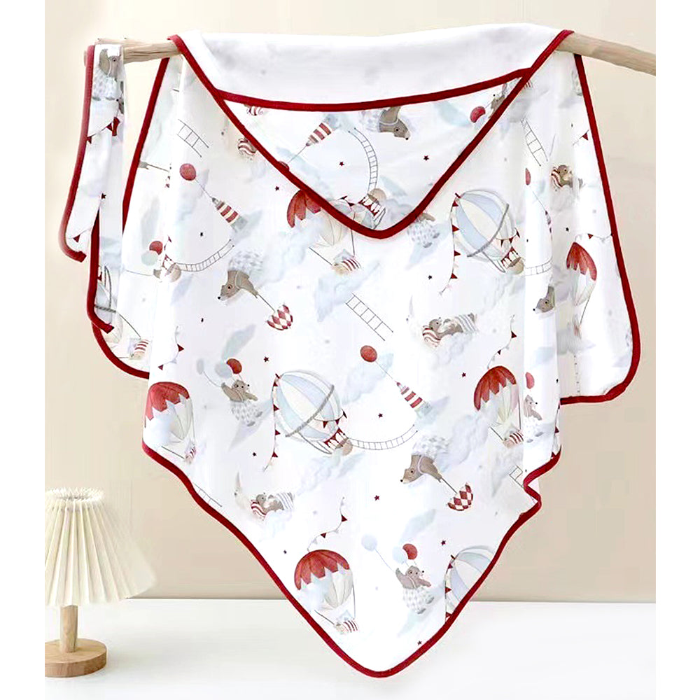 Red Hot Air Baloon wrapper Blanket with Hood for Newborn and Infants