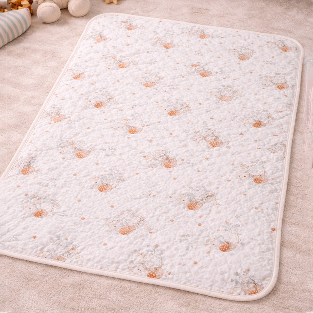 Berry Wooland Theme Soft Quilted Cotton Winter Wrapper with Hood for Newborn & Infants with Free storage Pouch