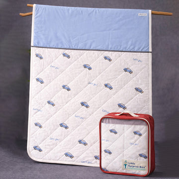 Grey Car Theme Soft Cotton Winter Wrapper with Hood for Newborn & Infants with Free storage Pouch